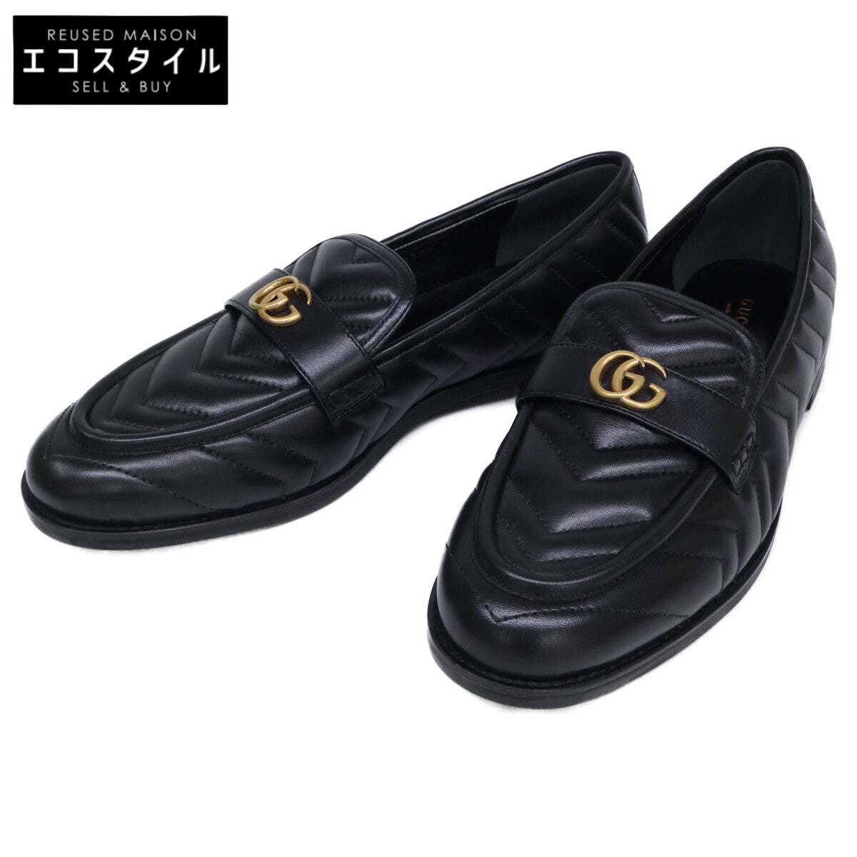 GUCCI グッチ 【新品】670399 GGマーモント レザー キルティングローファー シューズ