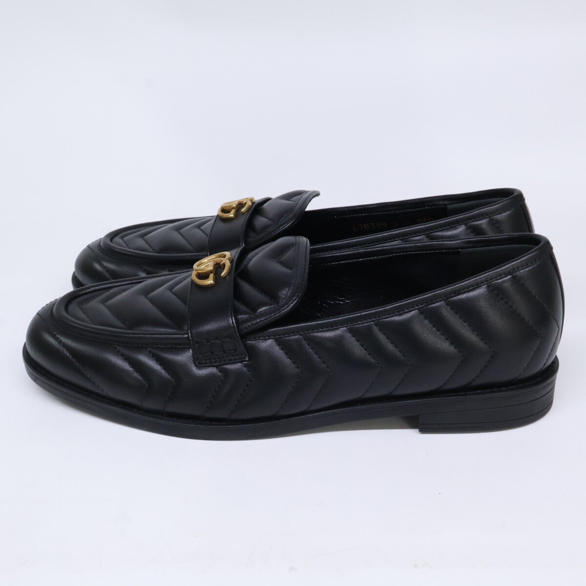 GUCCI グッチ 【新品】670399 GGマーモント レザー キルティングローファー シューズ