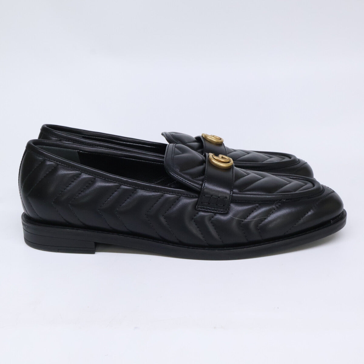 GUCCI グッチ 【新品】670399 GGマーモント レザー キルティングローファー シューズ