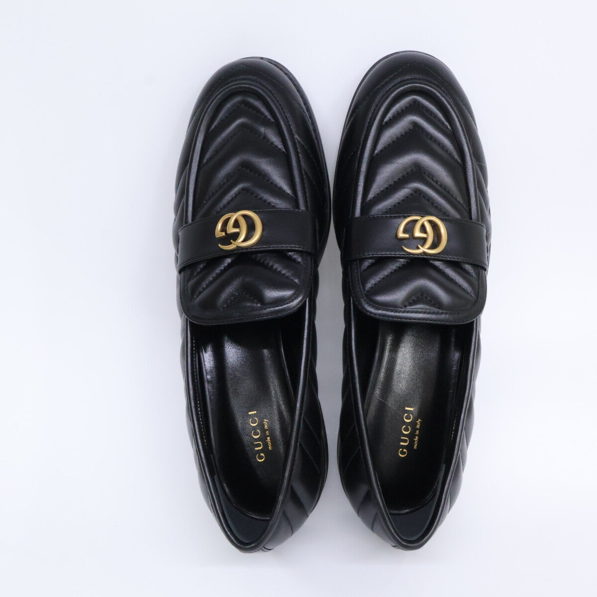 GUCCI グッチ 【新品】670399 GGマーモント レザー キルティングローファー シューズ