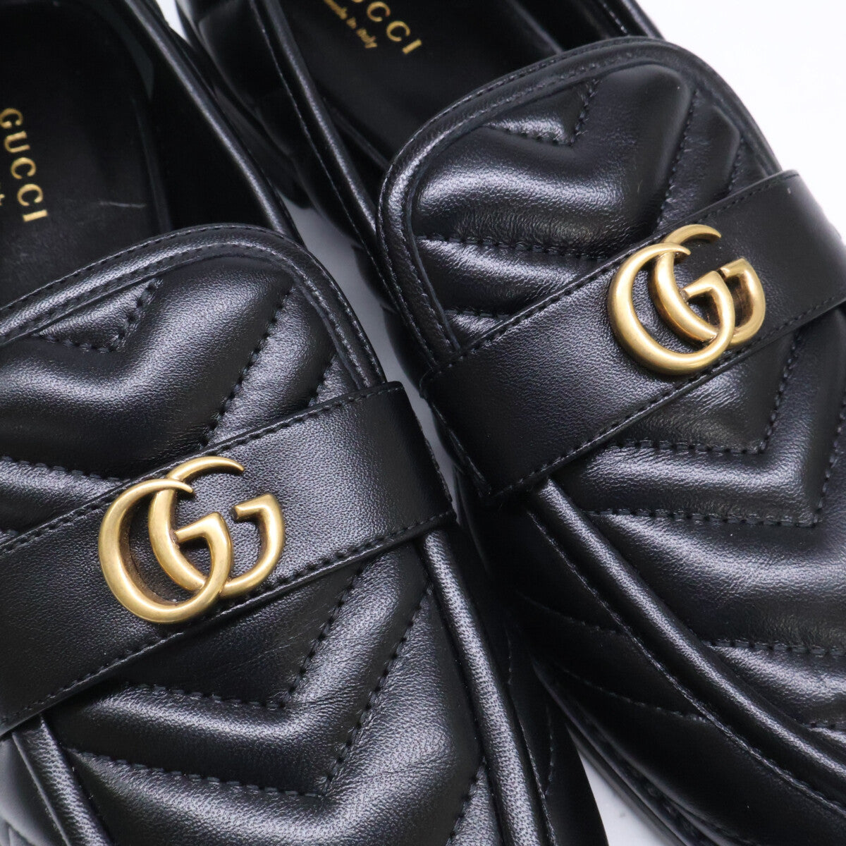 GUCCI グッチ 【新品】670399 GGマーモント レザー キルティングローファー シューズ