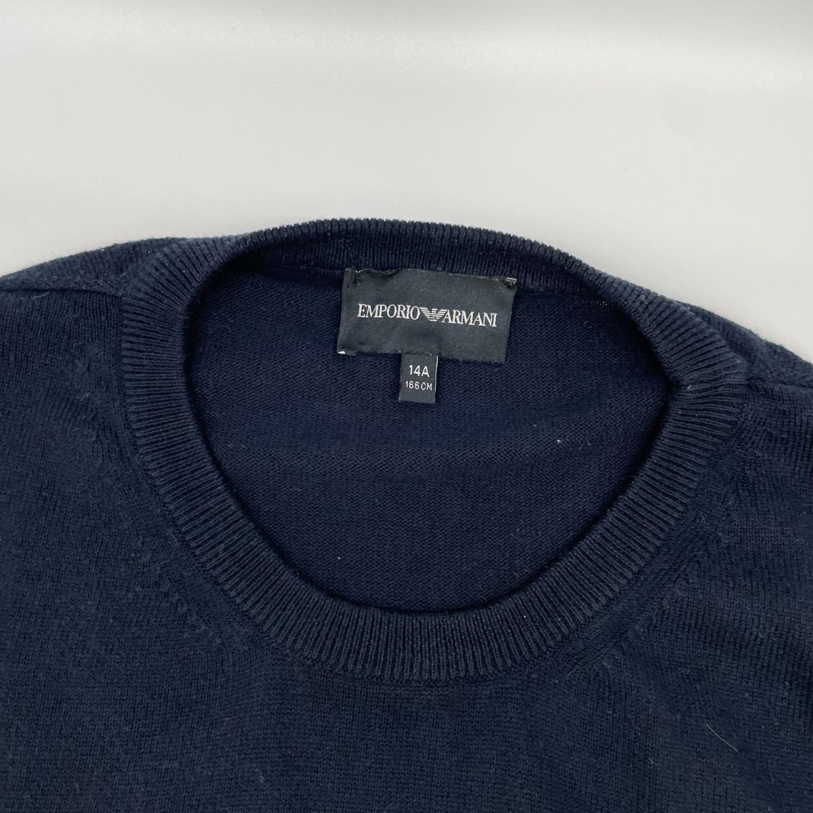 EMPORIOARMANI エンポリオアルマーニ 8N4MA1 4M16Z ネイビー ワンポイントロゴ刺繍 クルーネックニット トップス