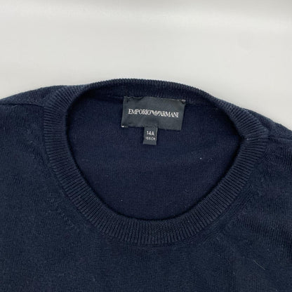 EMPORIOARMANI エンポリオアルマーニ 8N4MA1 4M16Z ネイビー ワンポイントロゴ刺繍 クルーネックニット トップス