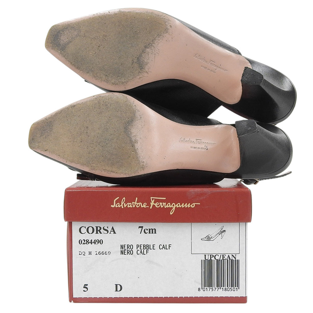 SalvatoreFerragamo サルバトーレフェラガモ CORSA レザー バッグストラップサンダル シューズ レディース 黒 ブラック 5D 00016669 シューズ