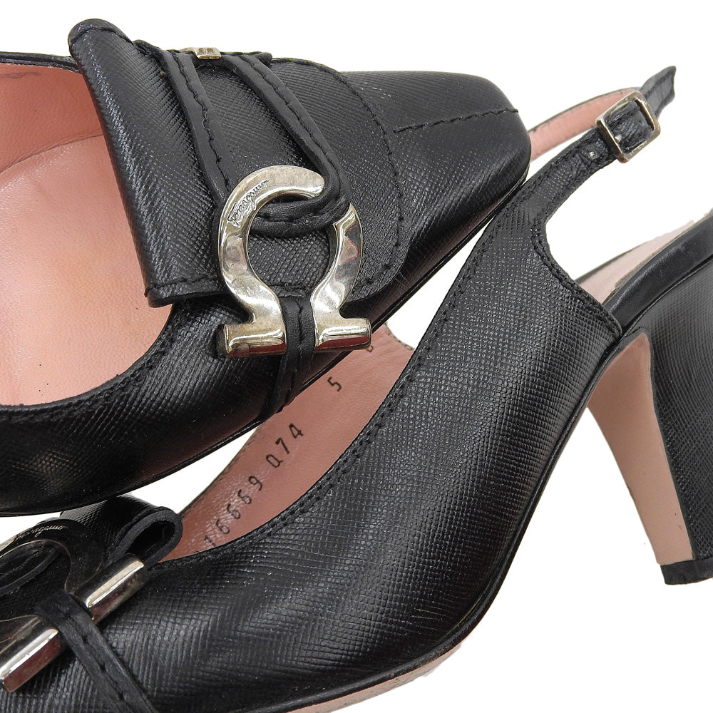 SalvatoreFerragamo サルバトーレフェラガモ CORSA レザー バッグストラップサンダル シューズ レディース 黒 ブラック 5D 00016669 シューズ