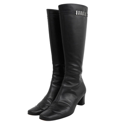 SalvatoreFerragamo サルバトーレフェラガモ GUISA ヴァラモチーフ レザー ロングブーツ シューズ レディース ブラック 5 1/2C 20746 A52 シューズ