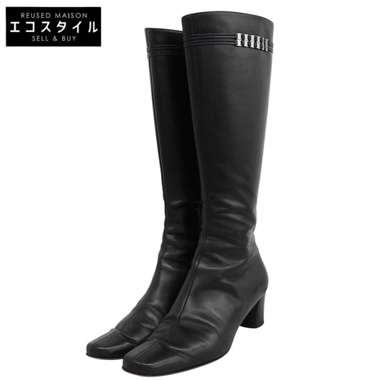SalvatoreFerragamo サルバトーレフェラガモ GUISA ヴァラモチーフ レザー ロングブーツ シューズ レディース ブラック 5 1/2C 20746 A52 シューズ