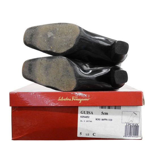 SalvatoreFerragamo サルバトーレフェラガモ GUISA ヴァラモチーフ レザー ロングブーツ シューズ レディース ブラック 5 1/2C 20746 A52 シューズ