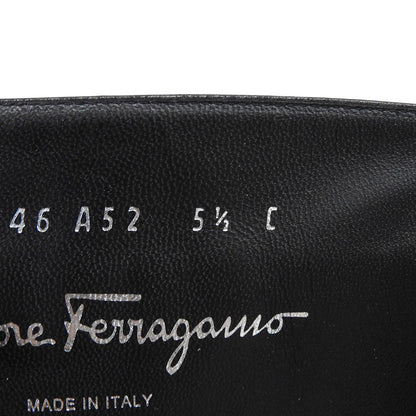 SalvatoreFerragamo サルバトーレフェラガモ GUISA ヴァラモチーフ レザー ロングブーツ シューズ レディース ブラック 5 1/2C 20746 A52 シューズ