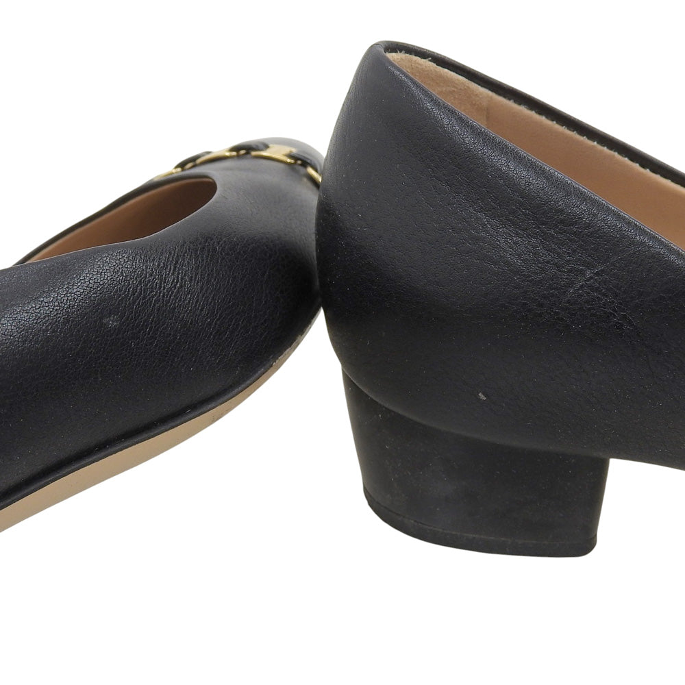 SalvatoreFerragamo サルバトーレフェラガモ PIM 30 レザー ヴァラ ヒール パンプス シューズ レディース 黒 ブラック 5D DP97944 シューズ