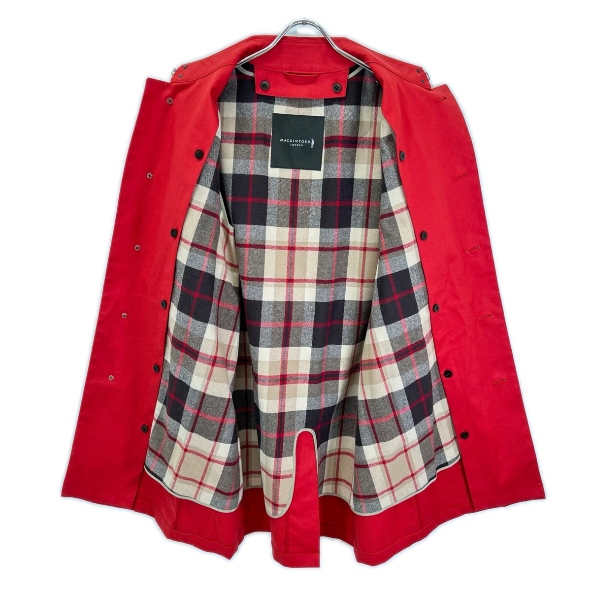 MACKINTOSH LONDON マッキントッシュロンドン G1A01-201-15 レッド タータンチェックライナー付き ステンカラーコート コート