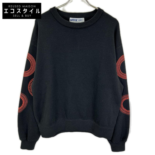 AFFIX アフィックス ブラック ウール混 TACH TUNING KNIT セーター トップス