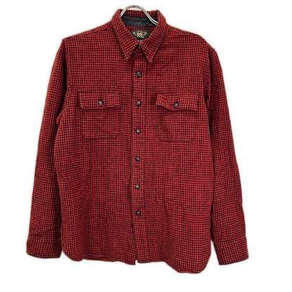 RRL ダブルアールエル レッド 一つ星 ウール チェック エルボーパッチ ワークシャツ トップス