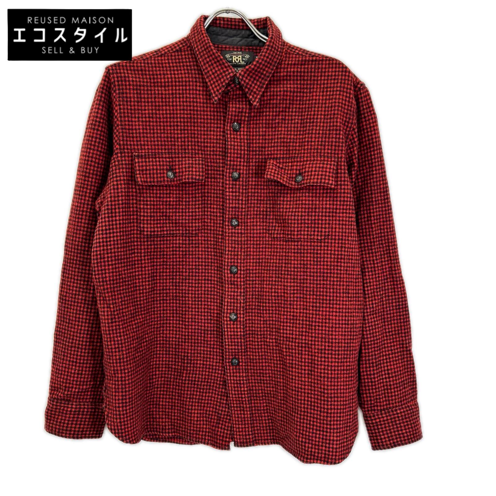 RRL ダブルアールエル レッド 一つ星 ウール チェック エルボーパッチ ワークシャツ トップス