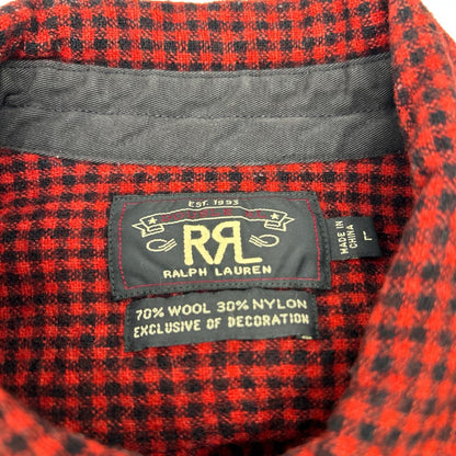 RRL ダブルアールエル レッド 一つ星 ウール チェック エルボーパッチ ワークシャツ トップス