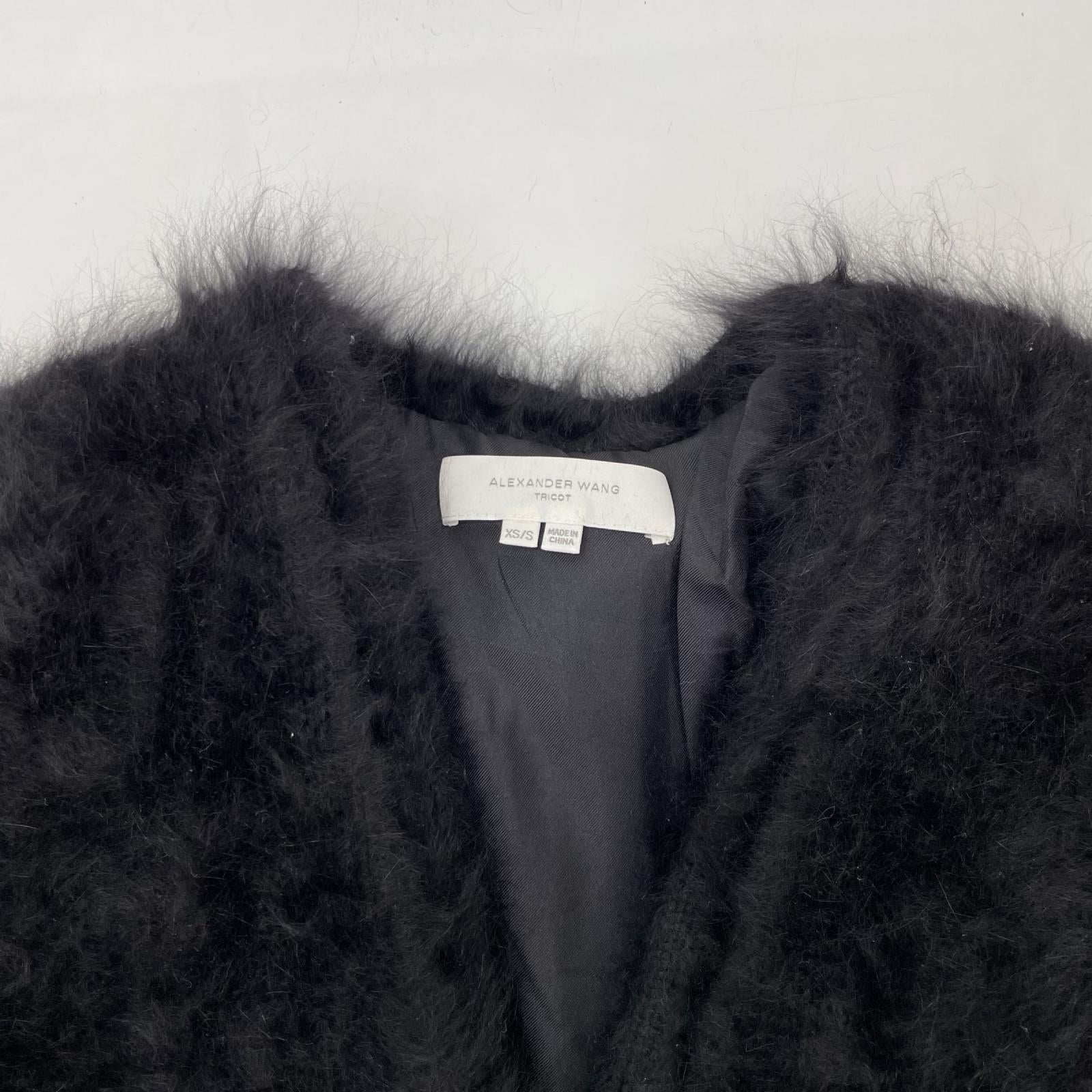 ALEXANDER WANG アレキサンダーワン ブラック アンゴラ ショートコート シャギーニット カーディガン ジャケット