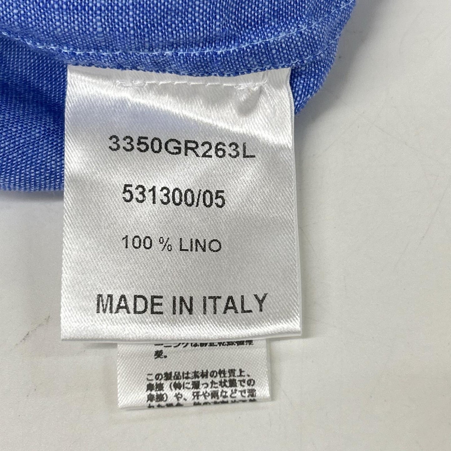Guy Rover ギローバー 3350GR263L ブルー リネン ヘンリーネックシャツ トップス