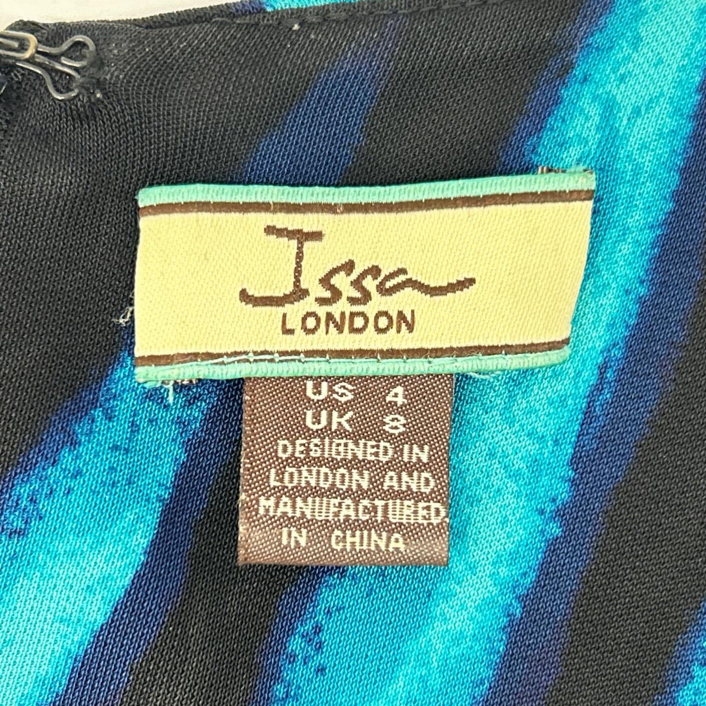 ISSA LONDON イッサロンドン 14-37-00034 ブルー レーヨン100 総柄 ウエストリボン ワンピース ワンピース