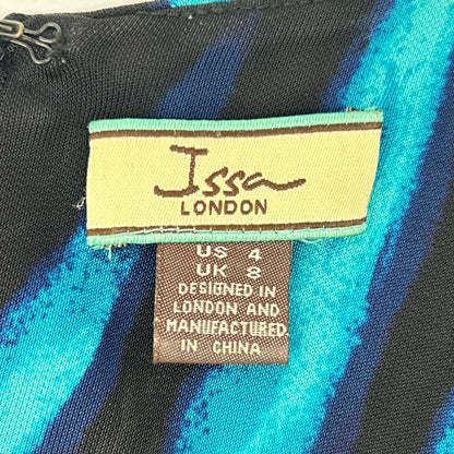 ISSA LONDON イッサロンドン 14-37-00034 ブルー レーヨン100 総柄 ウエストリボン ワンピース ワンピース