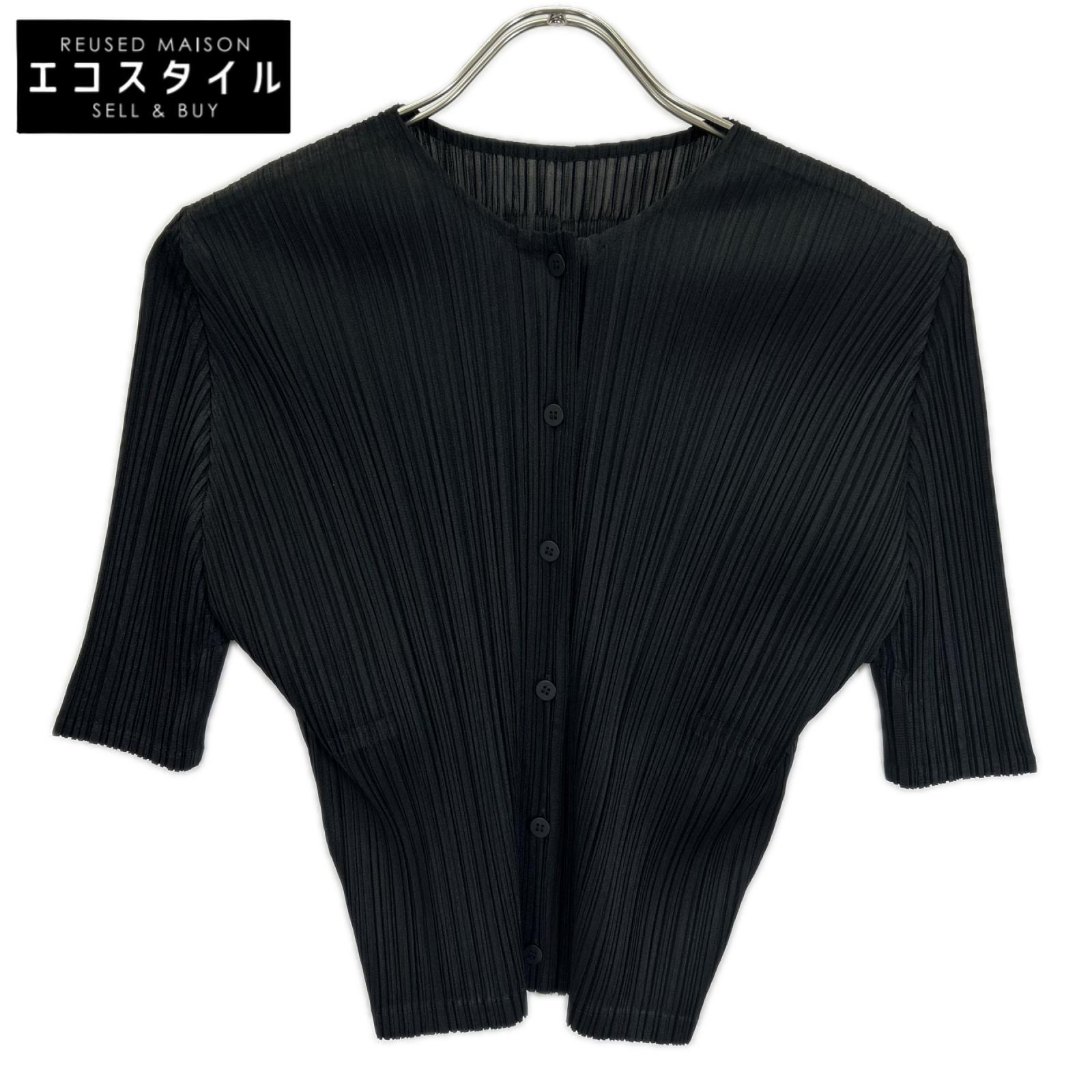 PLEATS PLEASE プリーツプリーズ PP93-JO142 ブラック 5分袖 カーディガン トップス