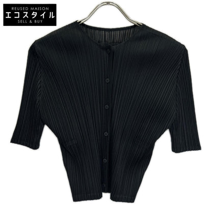 PLEATS PLEASE プリーツプリーズ PP93-JO142 ブラック 5分袖 カーディガン トップス