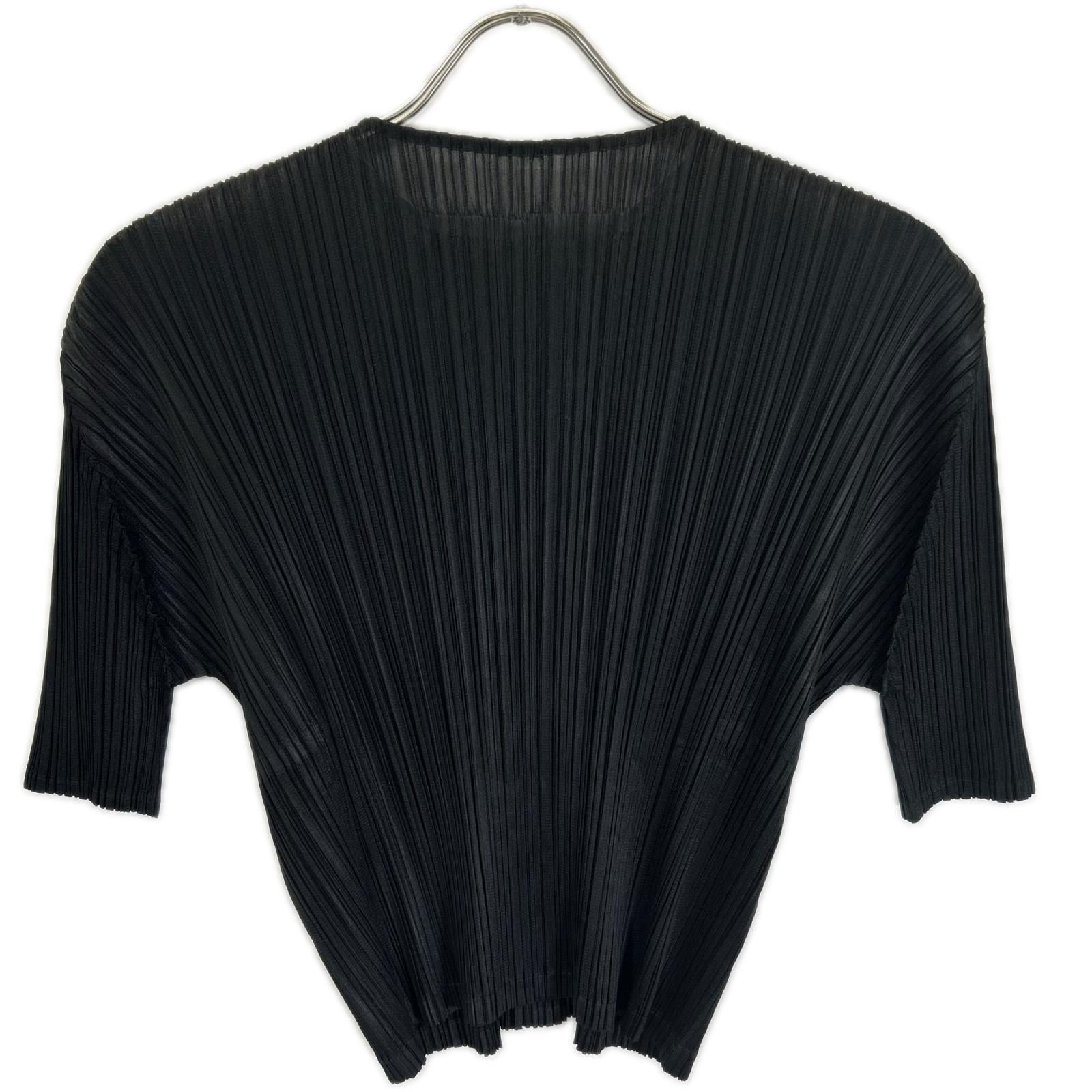 PLEATS PLEASE プリーツプリーズ PP93-JO142 ブラック 5分袖 カーディガン トップス