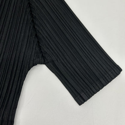 PLEATS PLEASE プリーツプリーズ PP93-JO142 ブラック 5分袖 カーディガン トップス