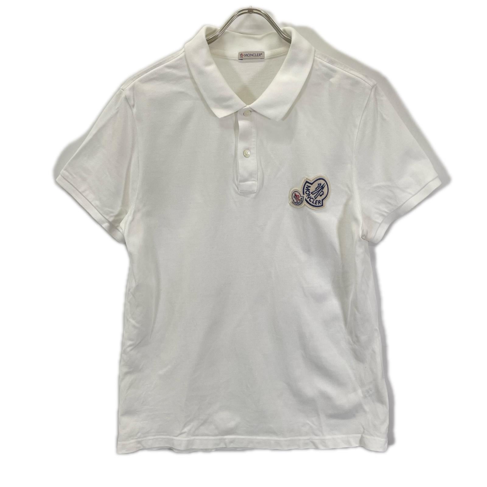 MONCLER モンクレール D10918304200 84556 ホワイト ロゴパッチ ポロシャツ トップス