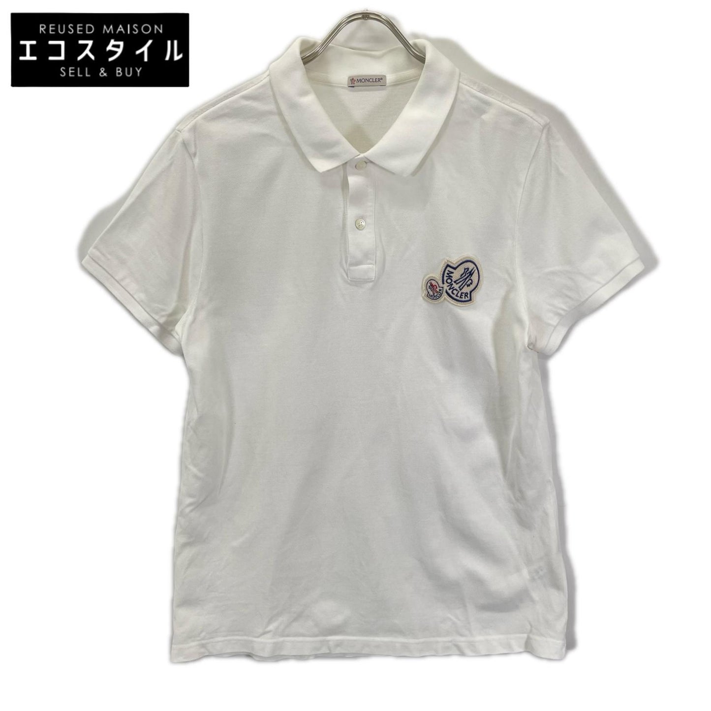 MONCLER モンクレール D10918304200 84556 ホワイト ロゴパッチ ポロシャツ トップス