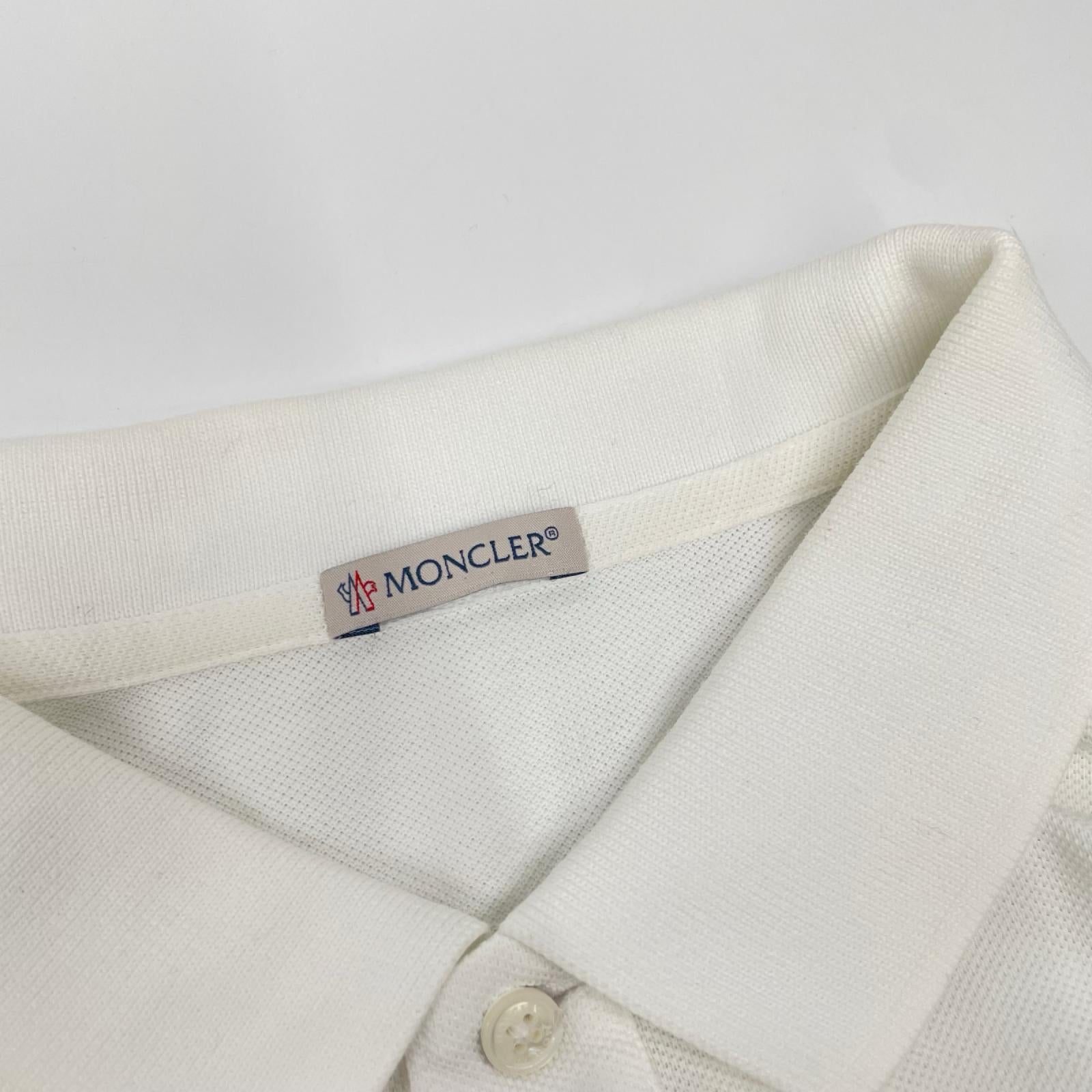 MONCLER モンクレール D10918304200 84556 ホワイト ロゴパッチ ポロシャツ トップス