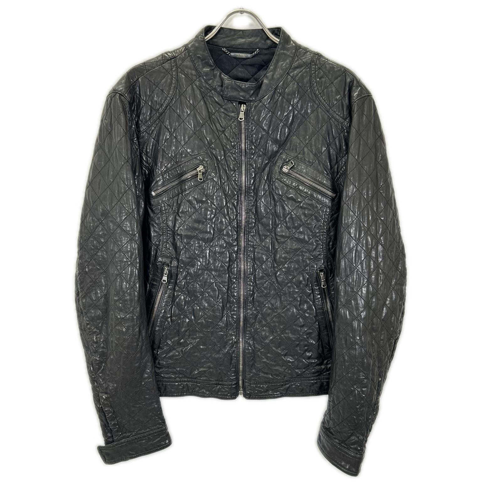 DOLCE&GABBANA ドルチェアンドガッバーナ G9Q30L ブラック ラムレザー シングルライダース ジャケット ジャケット
