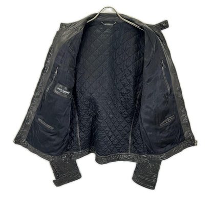 DOLCE&GABBANA ドルチェアンドガッバーナ G9Q30L ブラック ラムレザー シングルライダース ジャケット ジャケット