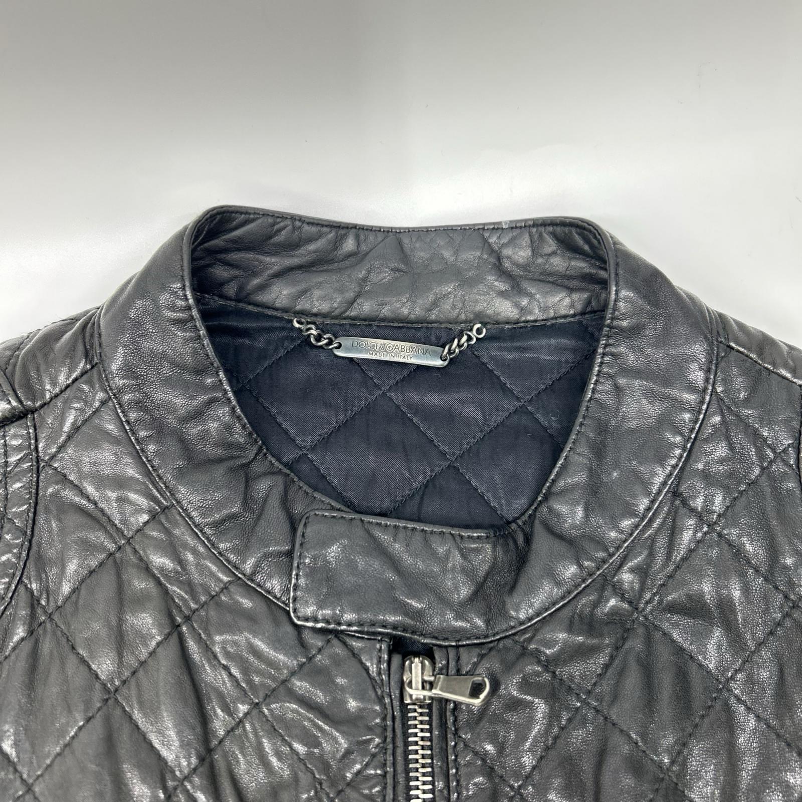 DOLCE&GABBANA ドルチェアンドガッバーナ G9Q30L ブラック ラムレザー シングルライダース ジャケット ジャケット