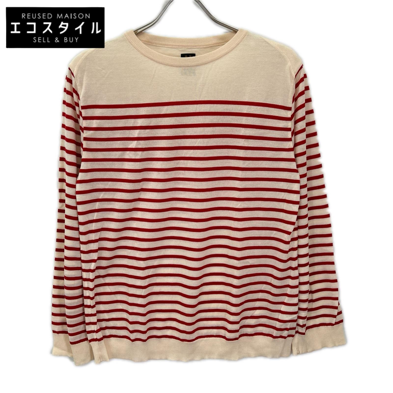 BATONER バトナー ベージュレッド CELLULOSE CASHMERE BORDER LONG SLEEVE カットソー トップス