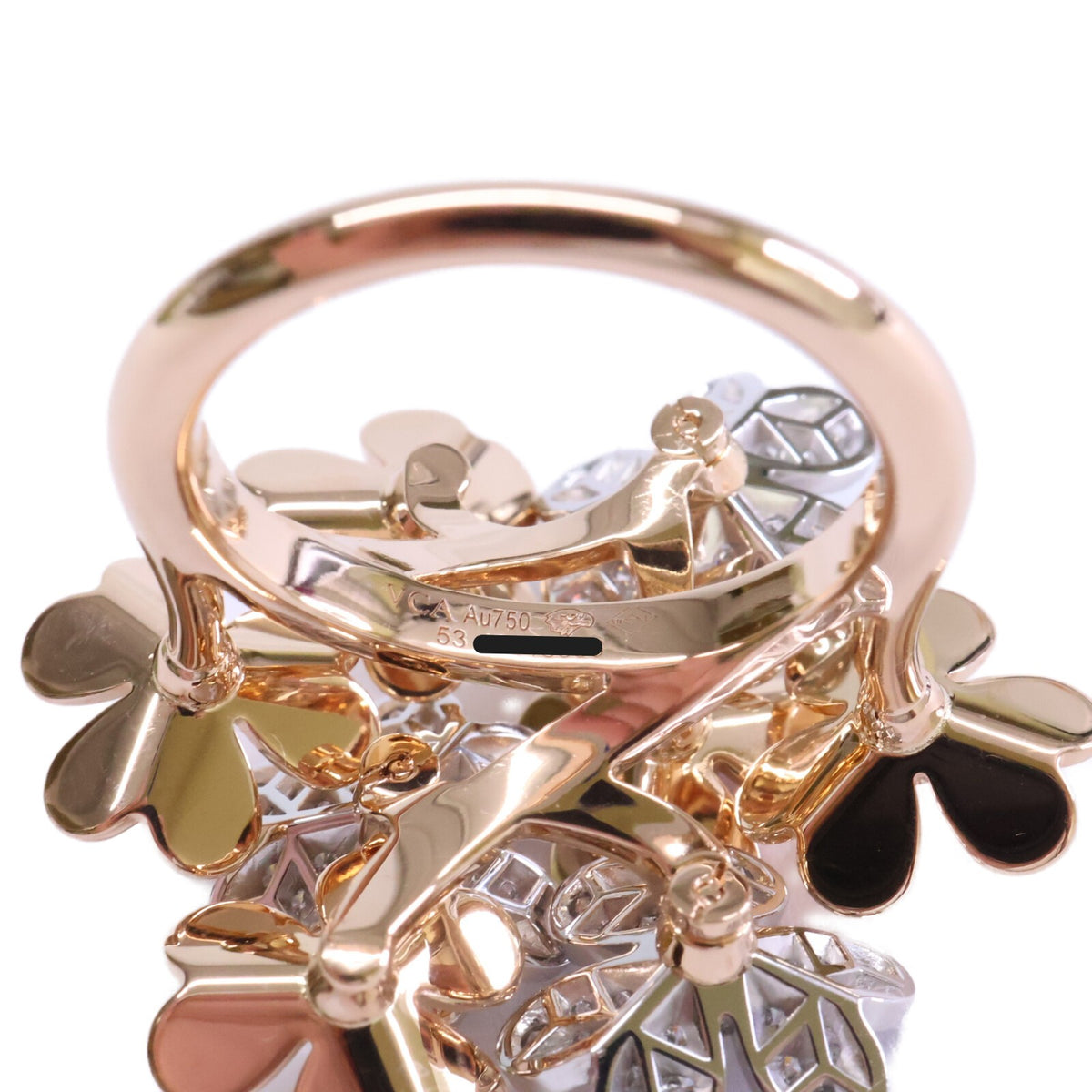 VanCleef & Arpels ヴァンクリーフ&アーペル 新品仕上げ済み 750RG x WG VCARPFIQ53 フリヴォル 8フラワー ダイヤモンド リング 指輪