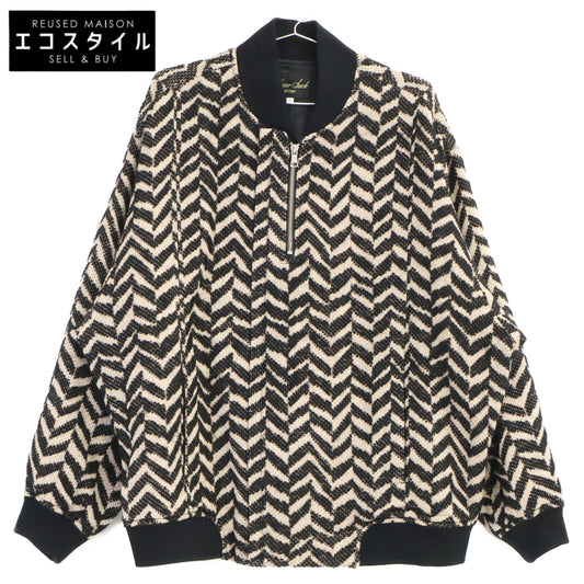 HAVERSACK Haversack 472406 Black Wool Roving Herringbone 2-way Double-zip Blouson Jacket