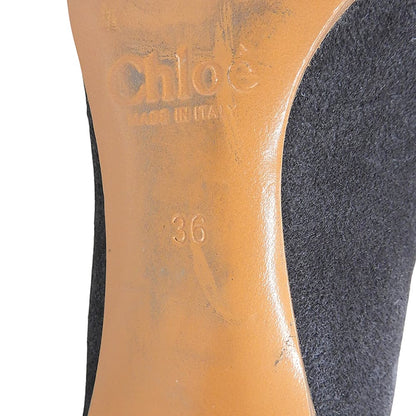 Chloe クロエ Kole カーフ×スエード アンクルブーツ シューズ レディース 黒 ブラック 36 シューズ