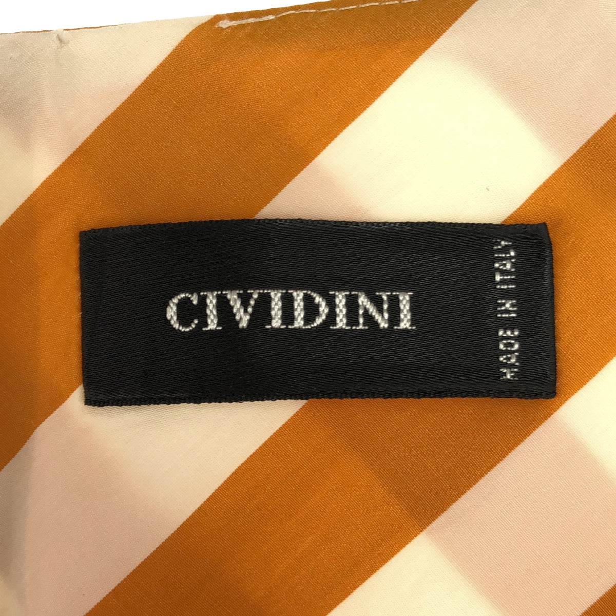 CIVIDINI チヴィディーニ ホワイトオレンジ ストライプ フリル ノースリーブ ワンピース トップス