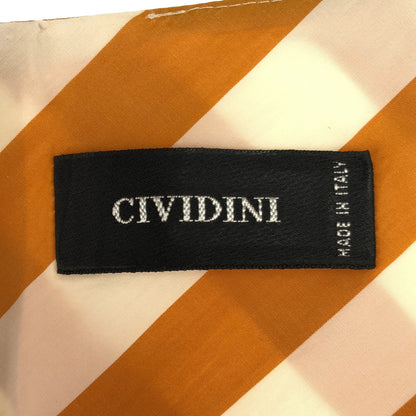 CIVIDINI チヴィディーニ ホワイトオレンジ ストライプ フリル ノースリーブ ワンピース トップス