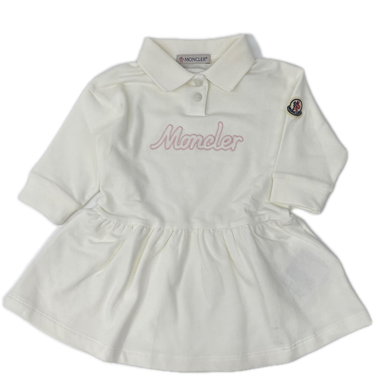 MONCLER モンクレール 24年 ホワイト VESTITO ロゴ刺繍 ポロワンピース ワンピース