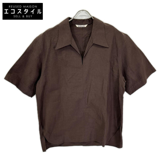 AURALEE オーラリー A23SS04LW ブラウン 23SS High Density Finx Linen Weather Half Sleeve Shirt トップス
