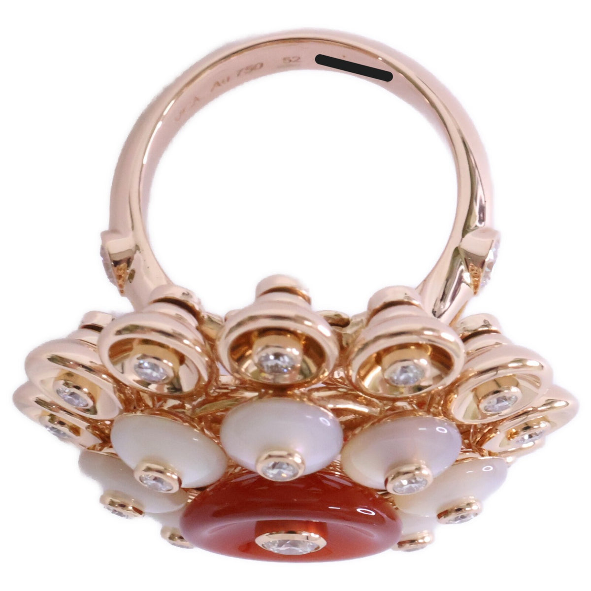 VanCleef & Arpels ヴァンクリーフ&アーペル 新品仕上げ済み 750RG VCARO9MV52 カーネリアン/ダイヤモンド/マザーオブパール ブトン ドール リング 指輪