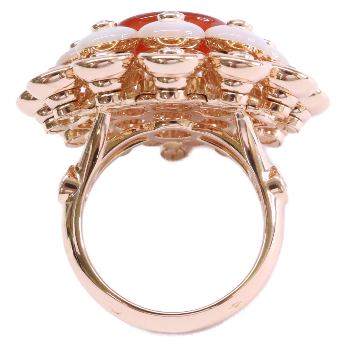 VanCleef & Arpels ヴァンクリーフ&アーペル 新品仕上げ済み 750RG VCARO9MV52 カーネリアン/ダイヤモンド/マザーオブパール ブトン ドール リング 指輪