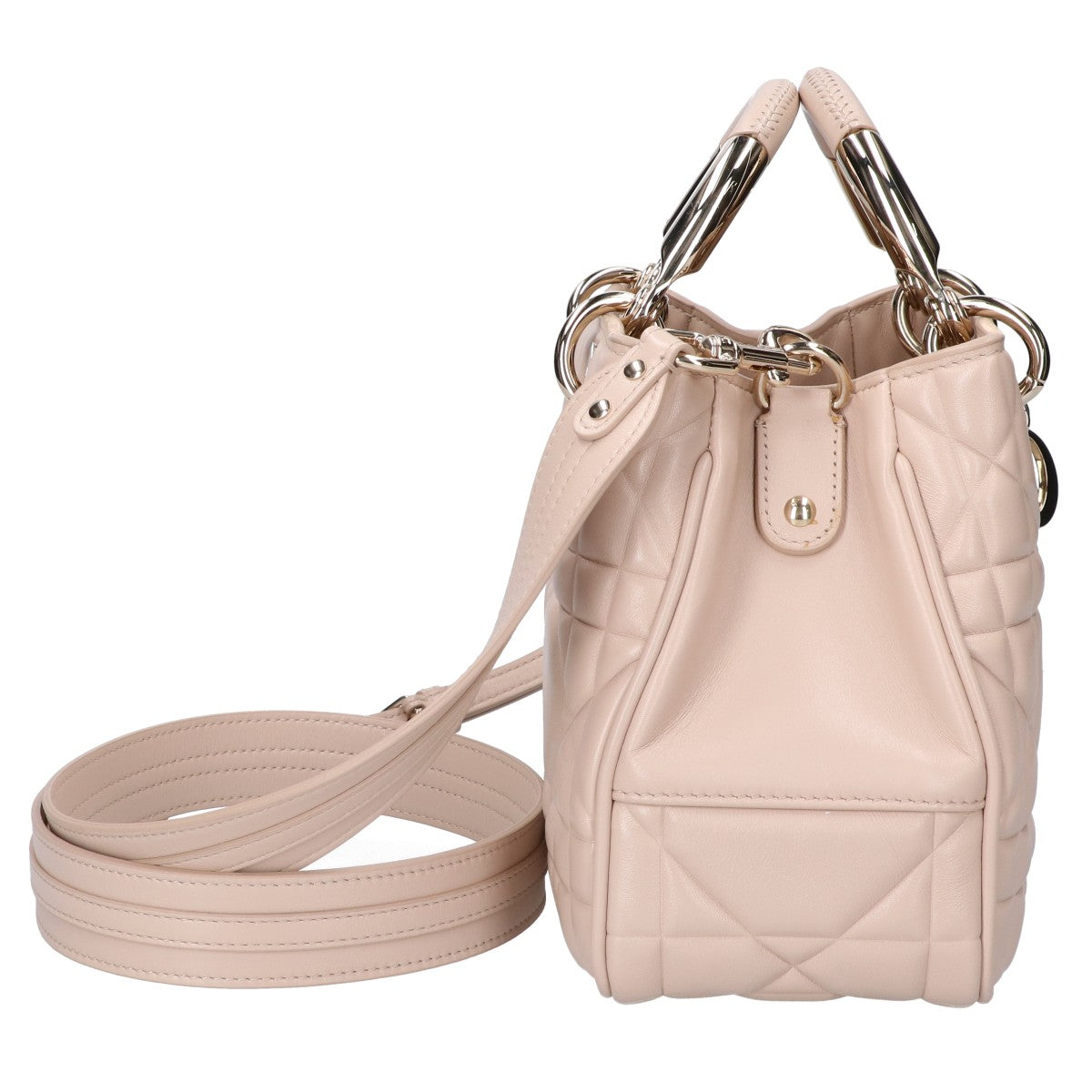 Christian Dior クリスチャンディオール 美品 LADY 95.22 スモール カナージュ ラムスキン 2WAY ハンドバッグ