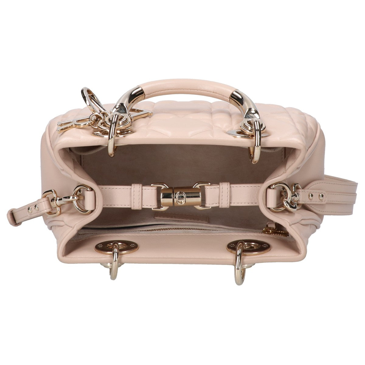 Christian Dior クリスチャンディオール 美品 LADY 95.22 スモール カナージュ ラムスキン 2WAY ハンドバッグ