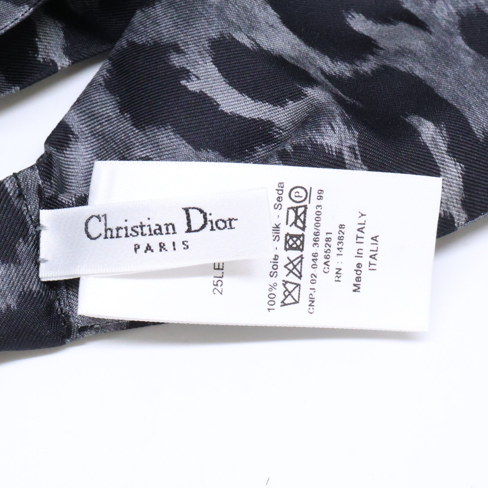 Christian Dior クリスチャンディオール 25年製 25LEO155S603 グレー×ブラック レオパード柄 ヘアバンド　シルク ヘアアクセサリー