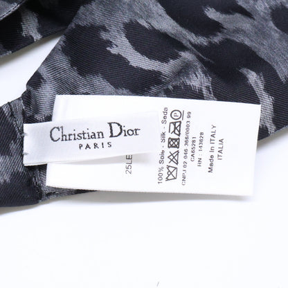 Christian Dior クリスチャンディオール 25年製 25LEO155S603 グレー×ブラック レオパード柄 ヘアバンド　シルク ヘアアクセサリー
