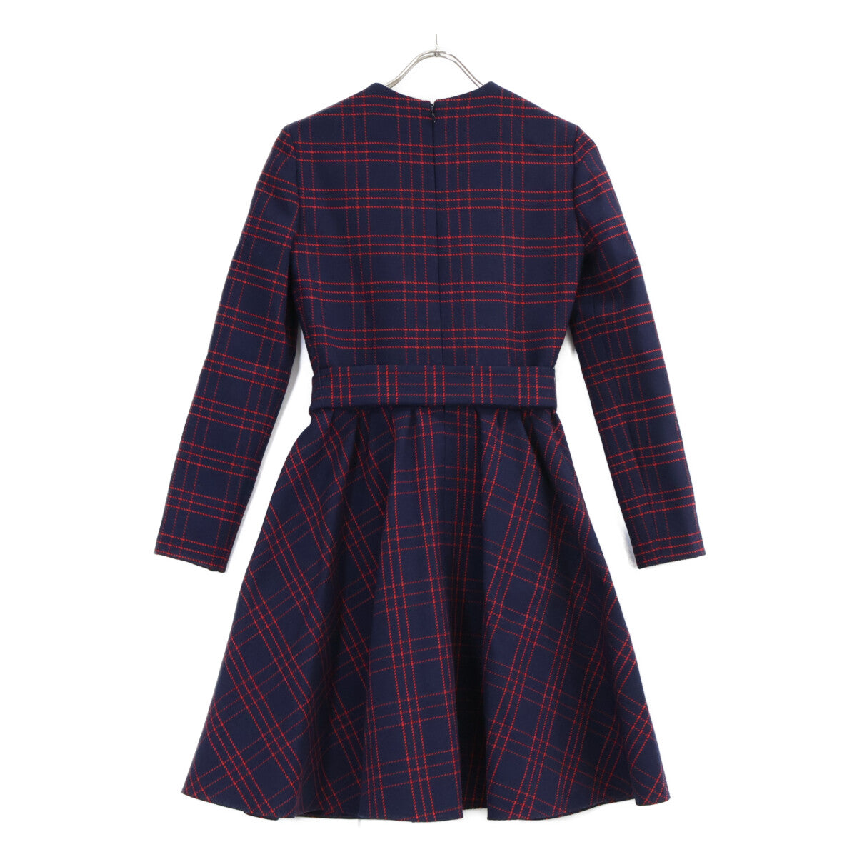 Christian Dior クリスチャンディオール 851R30A1029 ネイビーレッド ウール チェック ドレス ワンピース ワンピース