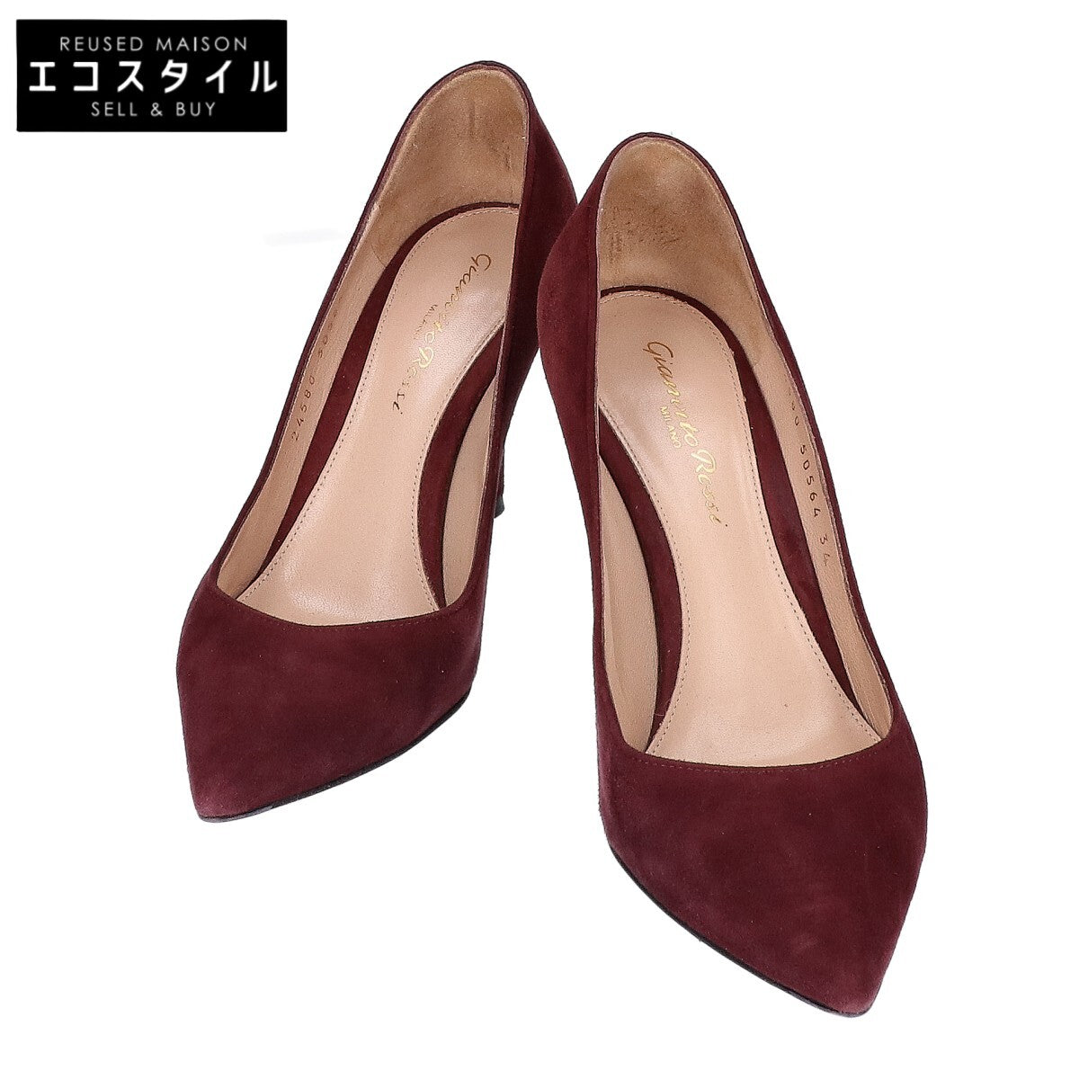 GIANVITOROSSI ジャンヴィトロッシ 24580 50564 バーガンディ スエード ポインテッドトゥ ヒールパンプス シューズ