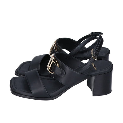 SalvatoreFerragamo サルバトーレフェラガモ ブラック レザー Lou55 ガンチーニ ヒール サンダル シューズ